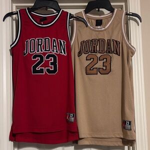 Jordan Red and Tan 23 Jerseys Boys Large